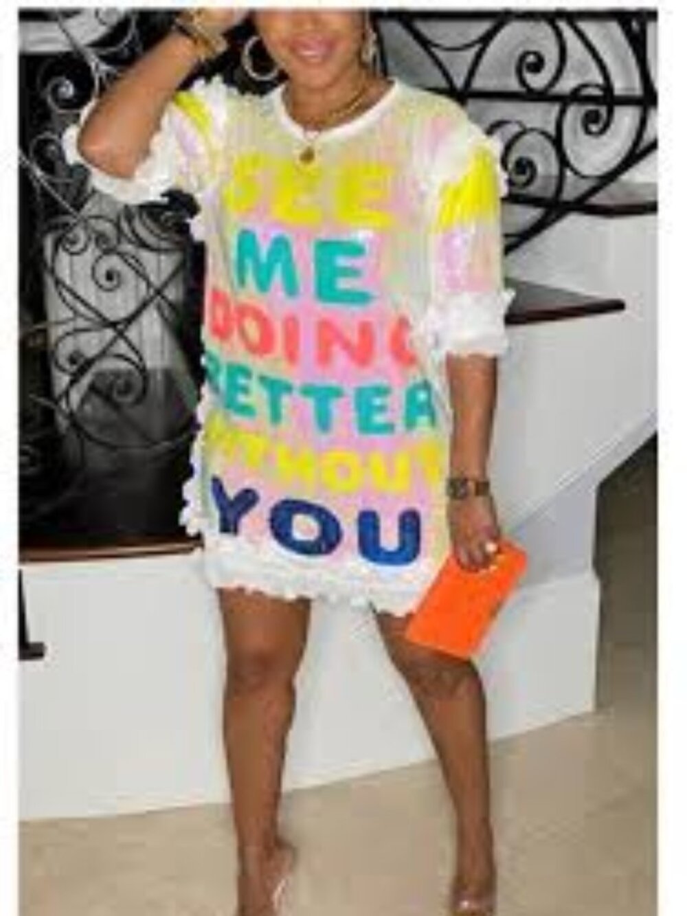 Graphic Sequence mini shirt dress
